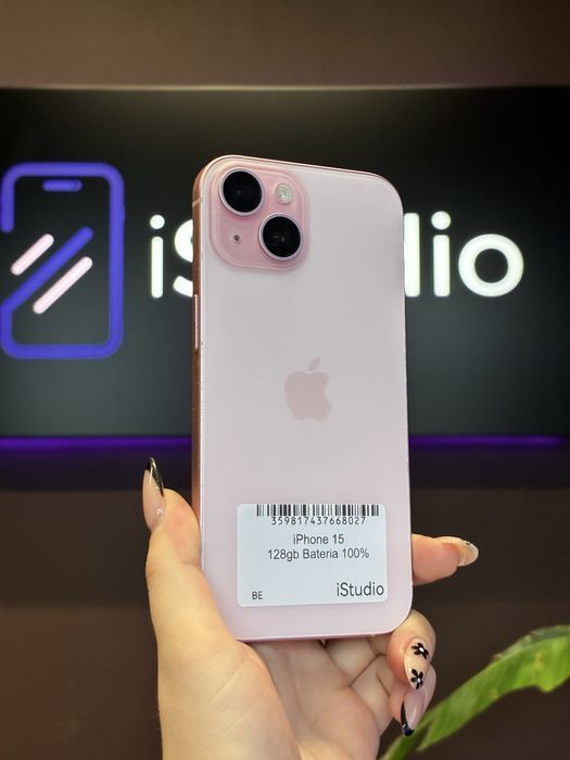 iPhone 15 128GB Różowy • Bateria 100% • Twój stary iPhone w rozliczeniu • Gwarancja 12 mies.