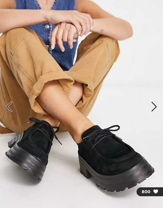 ASOS zamszowe buty na platformie czarne r.38