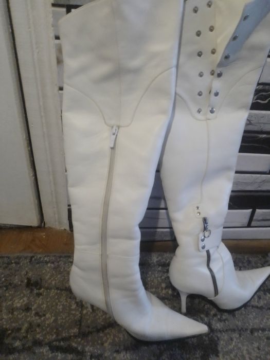 Сапоги ботфорты белые
