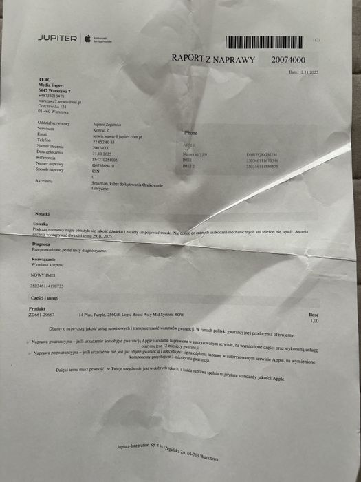 Iphone idealny 14 plus 256GB gw  do 09.2026 plus huawei gt 4 gratis
