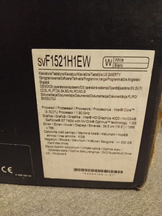 Lenovo Vaio Fit 15E Bez Dysku