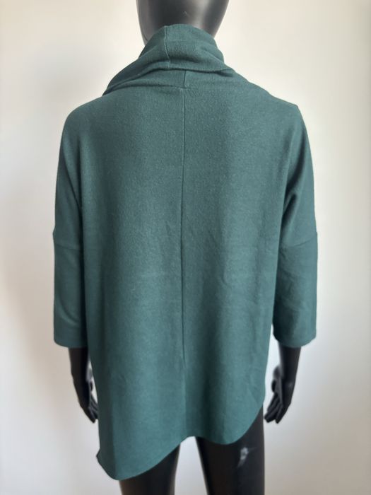 Sweter Damski Butelkowa Zieleń Luźny Golf Miękki Dzianina M/L