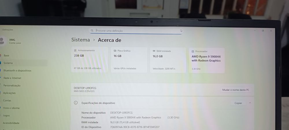 Portátil Gaming XMG Neo 15 - RTX 3080 16gb