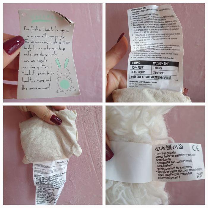 Грелка Білий кролік, Aroma home, з грілкою на кісточках