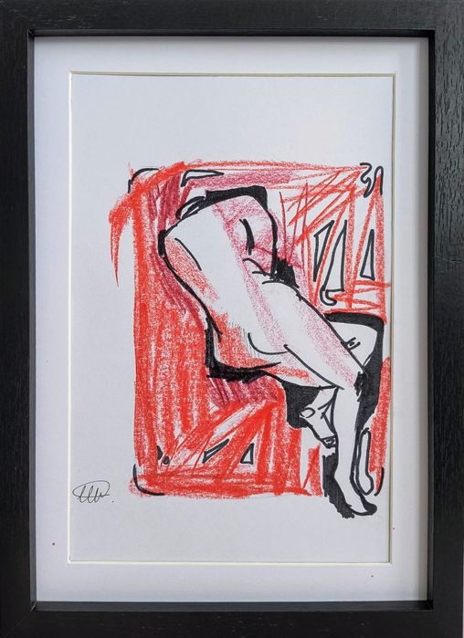 6 szkiców studyjnych akty erotyki portrety artdeco grafiki vintage