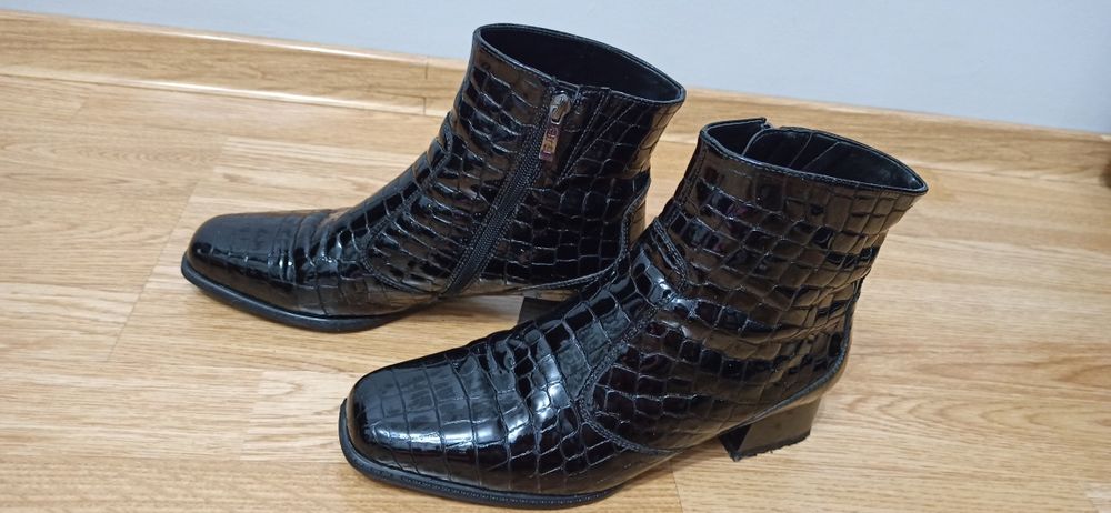 Buty botki Ara roz. 39,5 SKÓRA NATURALNA LAKIEROWANA, tęgość H