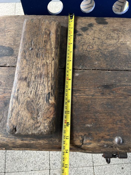 Stara skrzynia stolarska narzędziowa antyk z nosidłem drewnianym