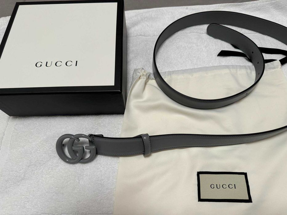 Gucci GG Marmont thin Belt Gray 115cm