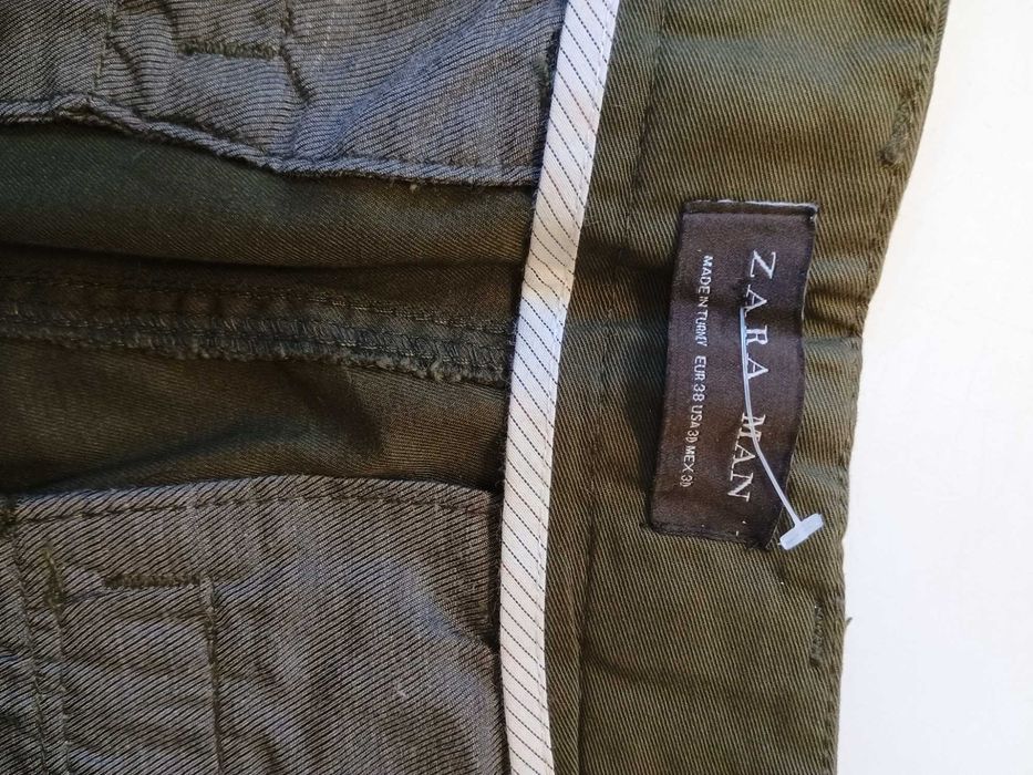 Męskie spodnie zara Man 38 relaxed 97% bawełna 3 % elastan nowe khaki
