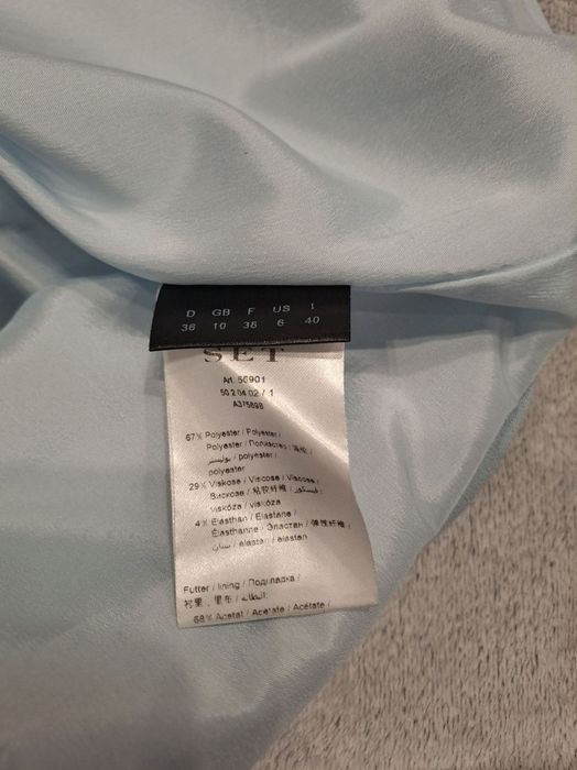 Сукня плаття блакитна приталена А-силует з коміром бренду SET р. S 36