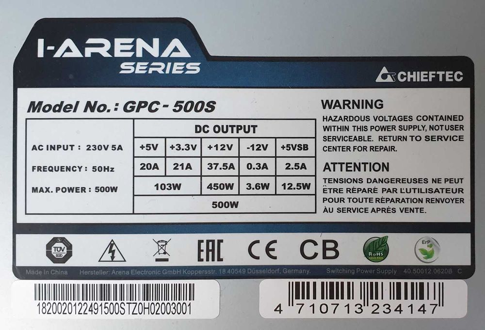 Zasilacz Chieftec i-Arena GPC-500S [500w]