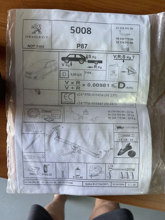 Gancho de reboque original peugeot 5008