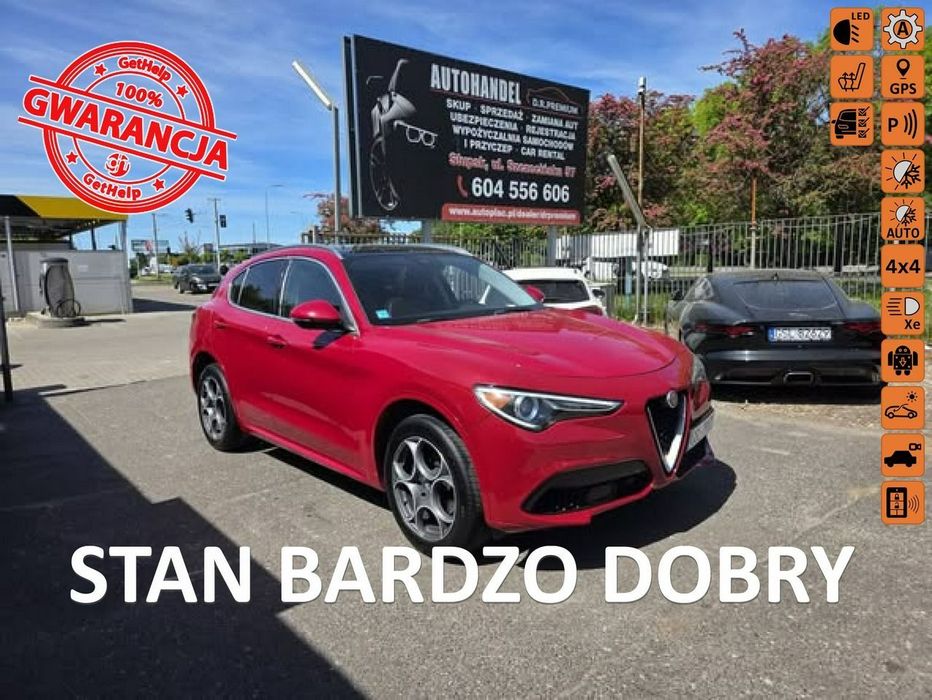 Alfa Romeo Stelvio Q4 2.0 Turbo 280 KM, Panorama, Kamera, LED, 4x4, Grzana Kierownica