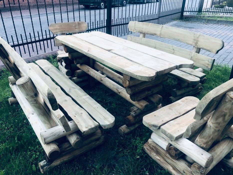 Meble ogrodowe grube ciężkie solidne stół ławka