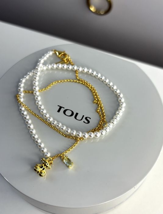 TOUS naszyjnik Bold Bear perły srebro 925