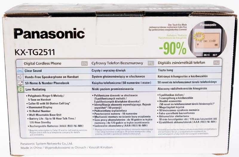 Telefon cyfrowy bezprzewodowy Panasonic KX-TG2511