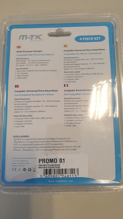 Kit carregamento smartfone