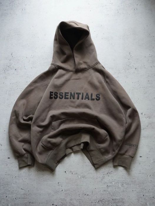 Essentials Fear of God bluza męska hoodie brązowa M boxy