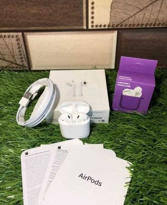 Наушники Airpods 2 Макс качество!! 1в1 с + чехол в подарок