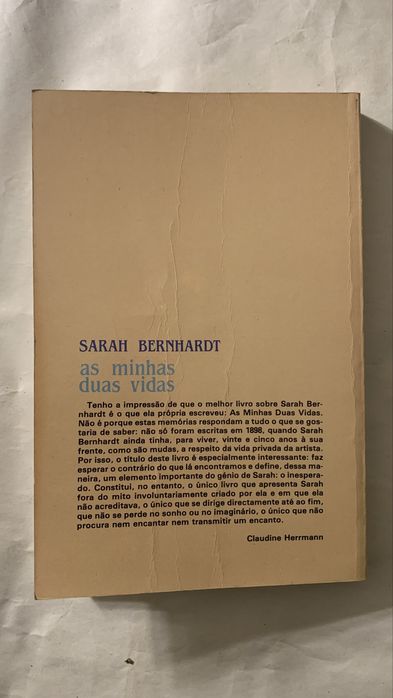 As Minhas Duas Vidas, Memórias de Sarah Bernhardt
