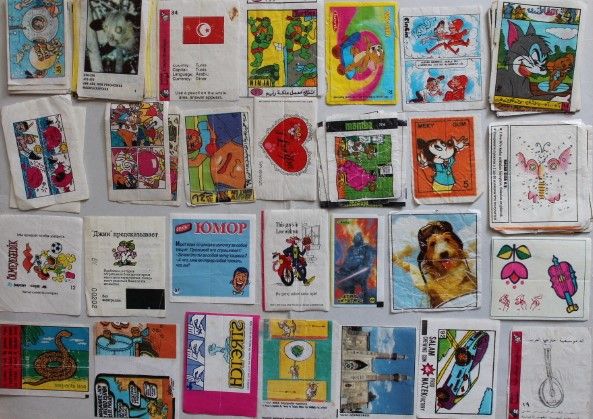 Вкладыши фантики и наклейки от жевательной резинки