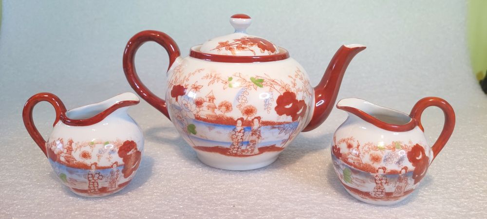 Oryginalna japońska porcelana zestaw filiżanki dzbanek talerzyki