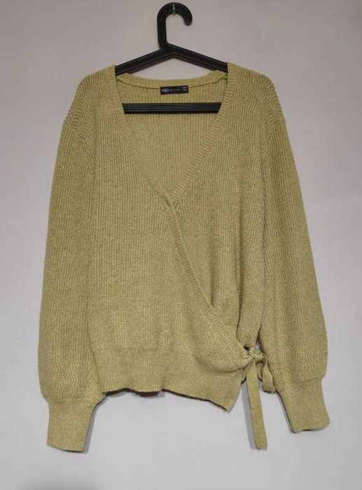 Zielony miętowy kopertowy sweter Marks&Spencer