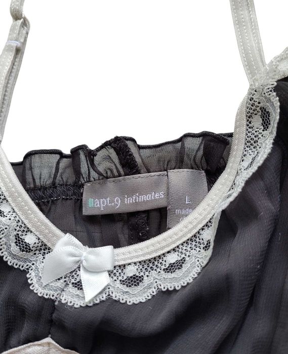 Czarna prześwitująca koszulka nocna 40,L Intimates bielizna damska