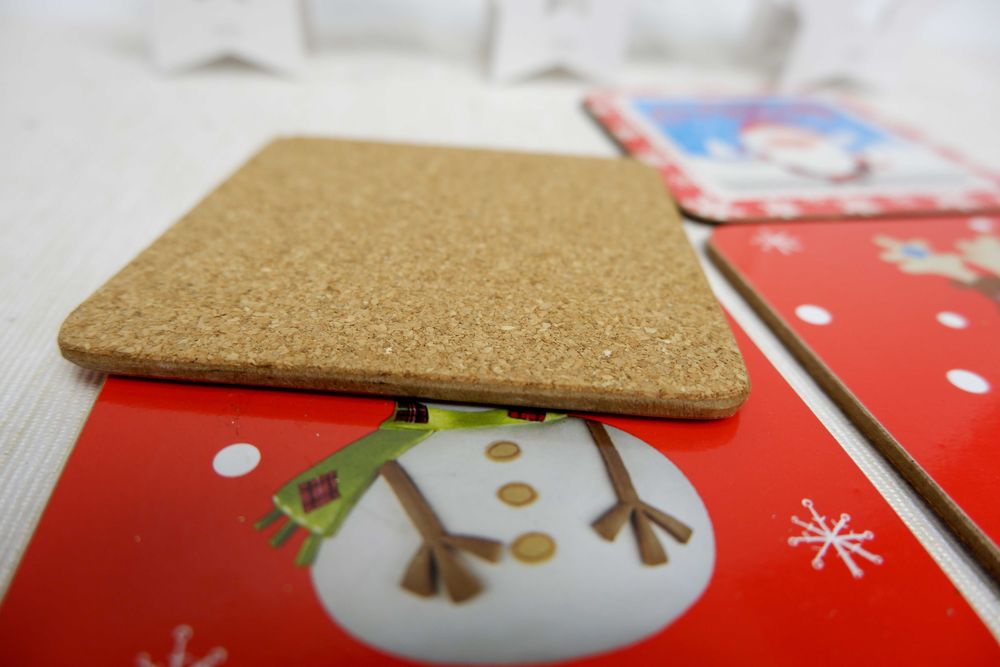 Набор 4 шт деревянные Подставки новогодние под чашку декор под горячее