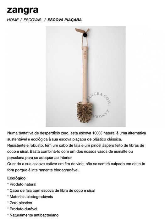 ZANGRA - Escova Piaçaba - WC - Casa de banho - sanita - NOVO!