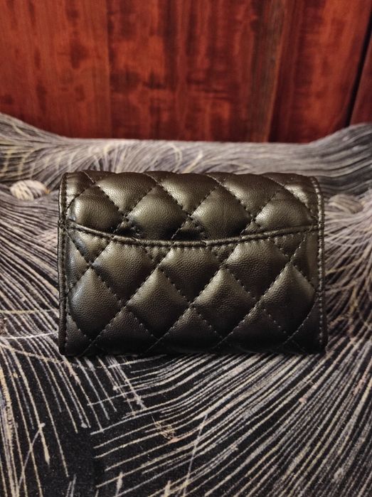 Гаманець Chanel Шанель стьобаний чорний портмоне премиум качество