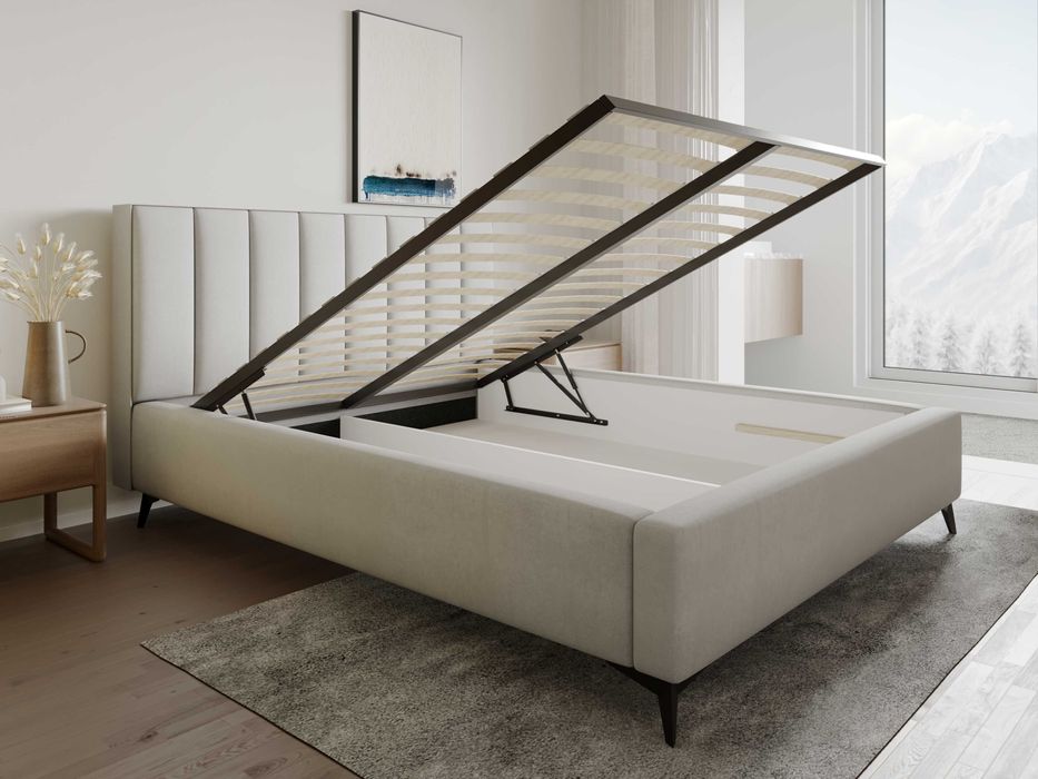 Łóżko Sypialniane z pojemnikiem + stelaż metalowy Berlin PRODUCENT