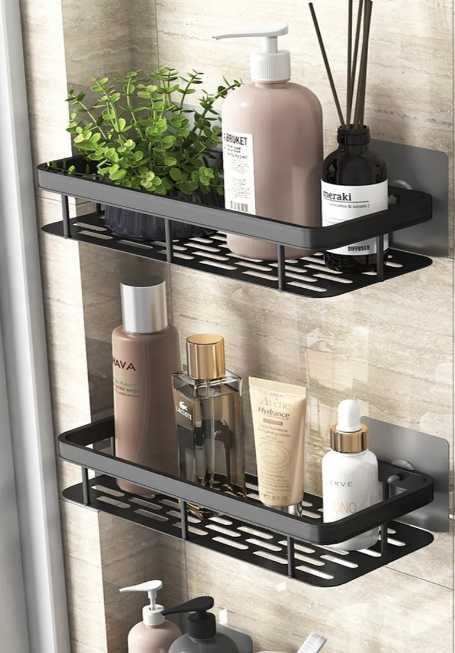 2 Szt Półka Pod Prysznic Czarna Loft Samoprzylepna Ścienna