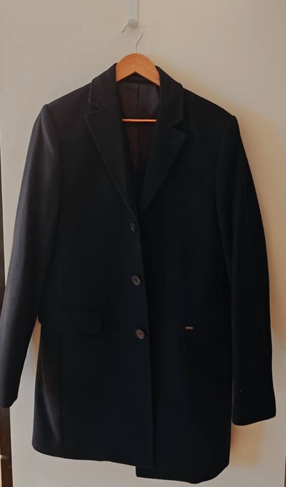 Sprzedam męski  granatowy wełniany płaszcz r.48