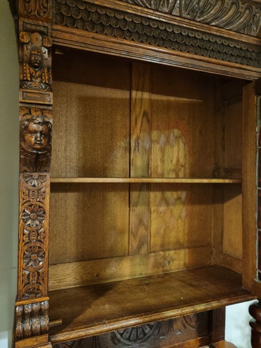 Unikatowy Kredens Witryna Eklektyczna Antyk drewniany dębowy