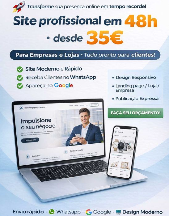 Site profissional em 48h – Empresas e Lojas | desde 35€