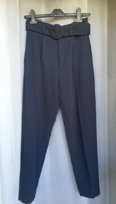 Calças elegantes azul marinho Mango