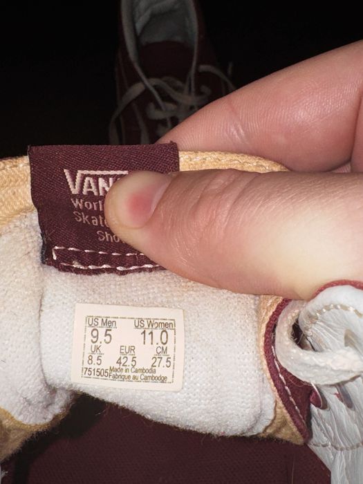 Кросівки Vans Old School High Original, розмір 42,5, бордові