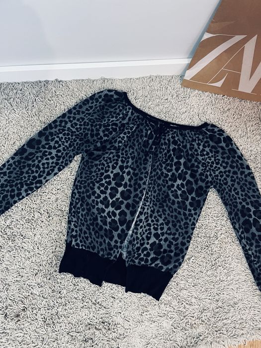 Sweter damski szary kardigan rozm S/M w panterke centki
