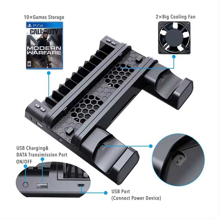 Підставка охолодження DOBE Playstation 4/Slim/Pro зарядка контролерів