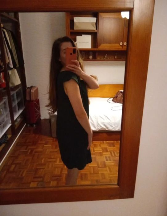 Vestido formal reto verde escuro L / 40 Lanidor