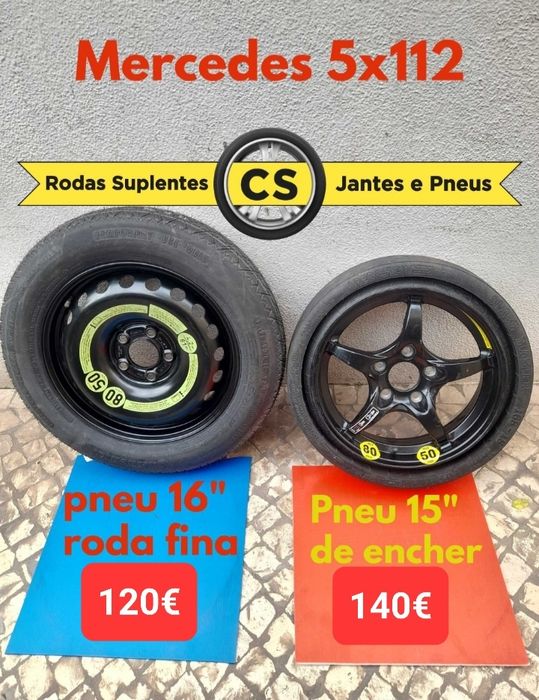Rodas Suplentes Pneus emergência Kit, Mercedes VW Audi BMW Toyota etc