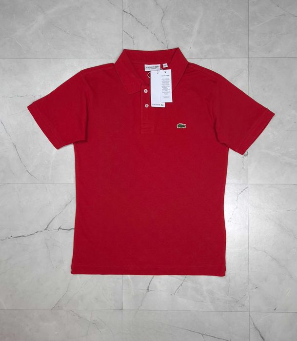 Lacoste 100% Bawełna S M XXL Czerwona Męska Polówka