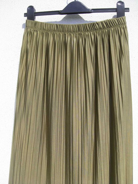 Плиссе миди юбка на резинке цвет хаки ZARA M