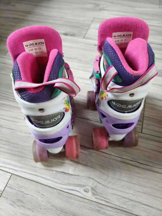 Wrotki dziecięce jednorożec świecące kółka LED rozm S 30-33