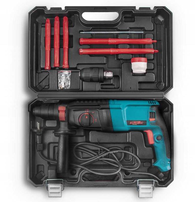 MŁOTOWIERTARKA Wiertarka Młot Udarowy SDS+ Zestaw Walizka (GRATIS)