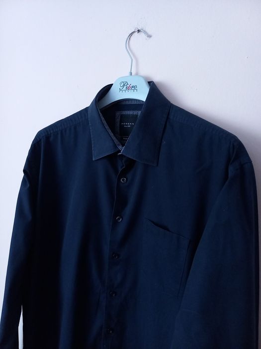 Elegancka granatowa koszula męska | r. 3XL (45/46) | 100% bawełna