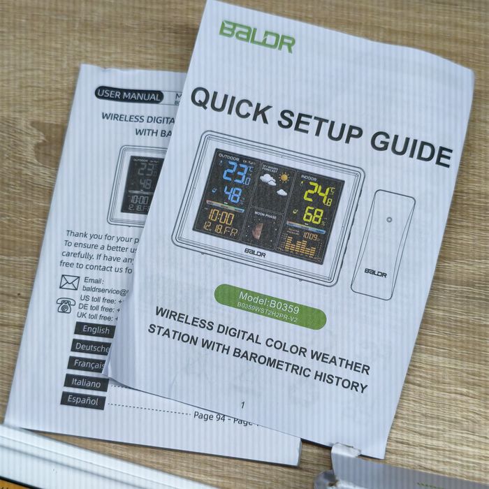 Метеостанція BALDR B0359 з барометром та вуличним датчиком (100м)