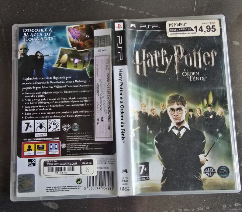 Capa Jogo PSP Harry Potter EA Jogo NÃO incluído.