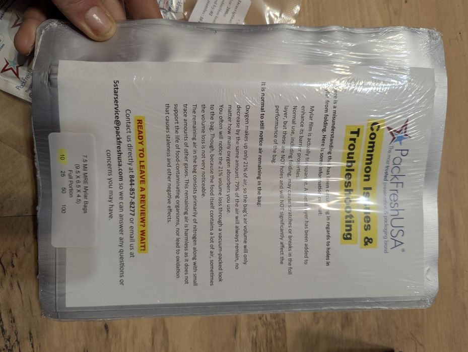 Opakowania mylarowe mylar bags Fresh Pack USA worki MRE  10 sztuk